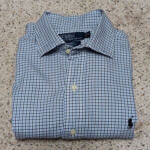 Ralph Lauren blue plaid classic fit shirt, size medium